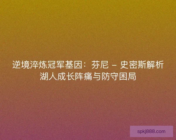 逆境淬炼冠军基因：芬尼 - 史密斯解析湖人成长阵痛与防守困局